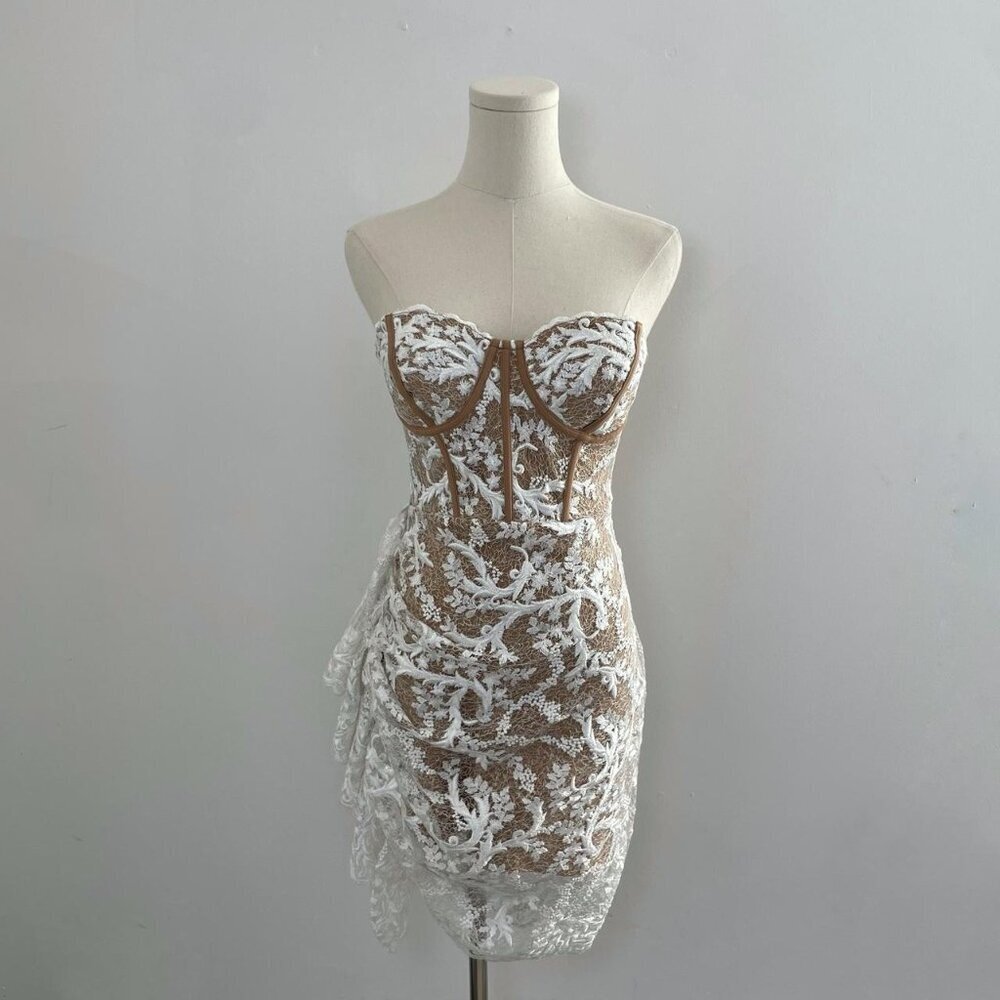 Jluxlabel Marilyn Bustier Lace Mini Cocktail Dress | Women’s Size Medium